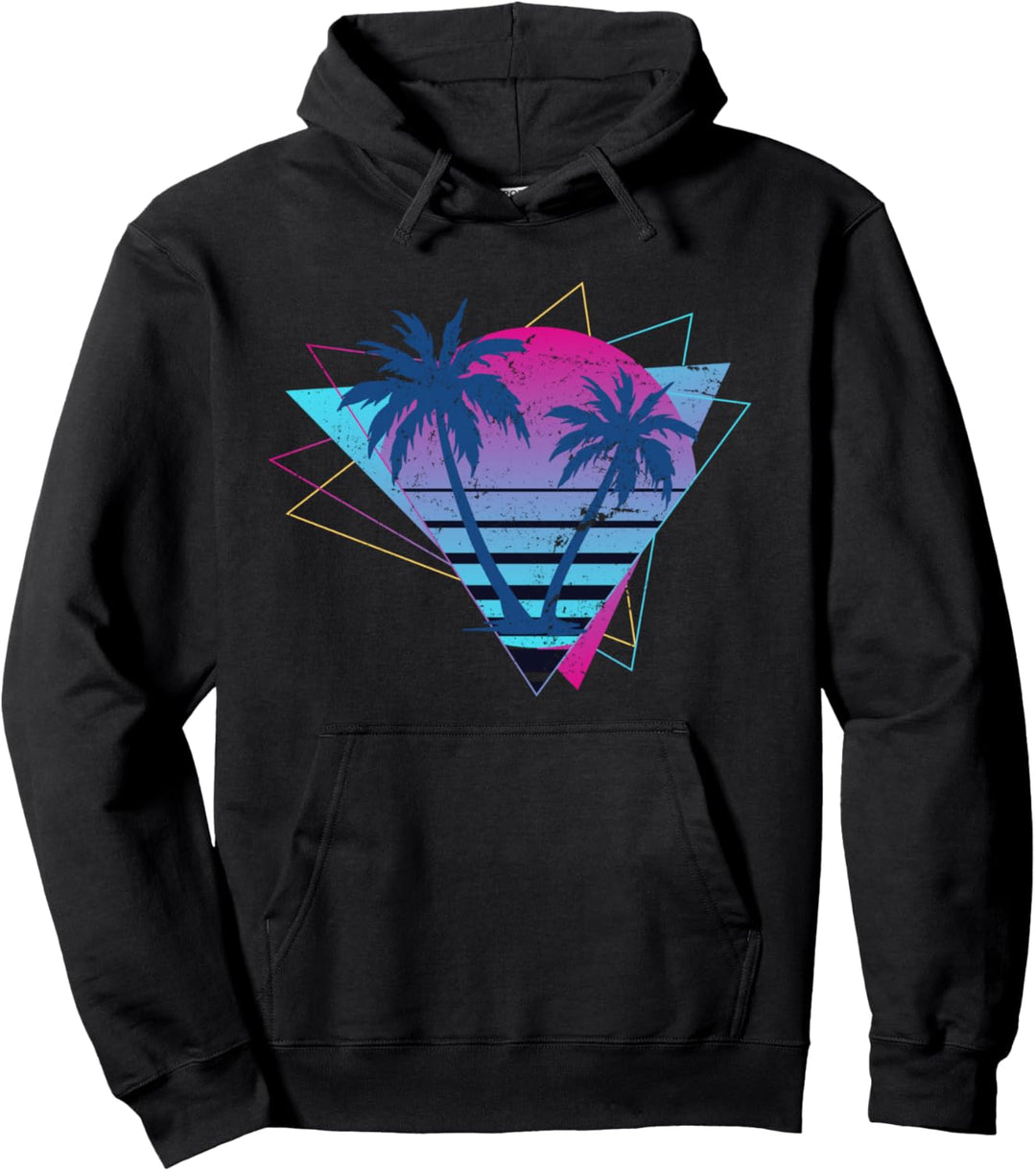 Palmen 90er Synthwave Aesthetic Retro Kunst Vaporwave Pullover Hoodie