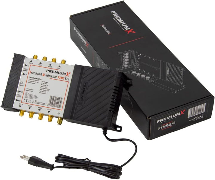 PremiumX PXMS 5/8 Multischalter mit Netzteil Multiswitch 1 SAT für 8 Teilnehmer Satverteiler Digital