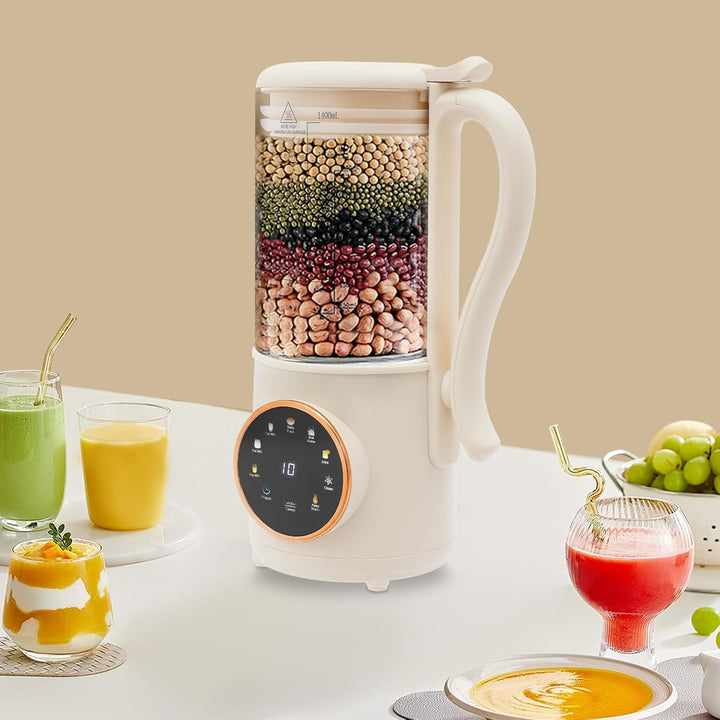 Nussmilch Maschine 1400ml, Sojamilchmaschine mit 16 Klingen & Sicherheitsverschluss, 12h Timer, 55°C