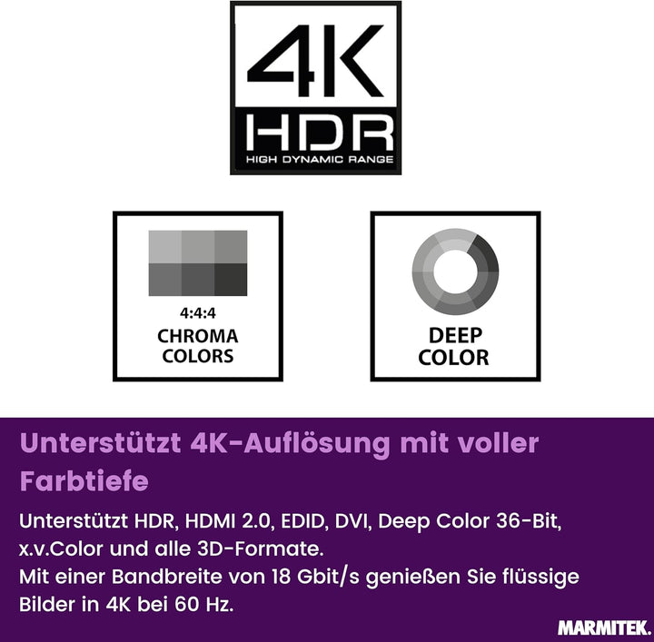 HDMI Splitter 4K60 - Marmitek Split 312 UHD - 1 Ein / 2 Aus - Ultra HD - 4K60 - HDMI Verteiler - 384