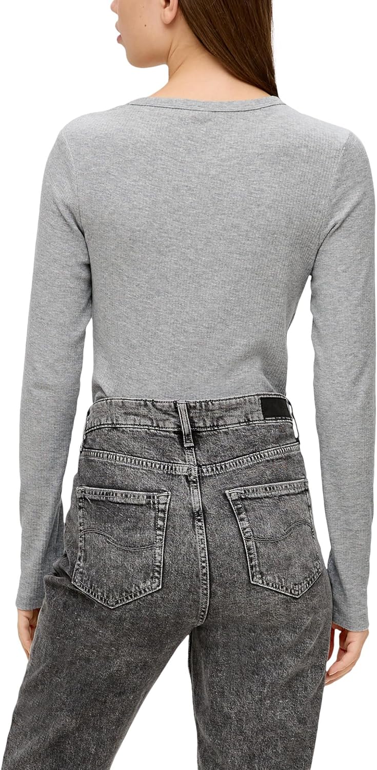 QS Geripptes Longsleeve XS 5832_tiefblau, XS 5832_tiefblau