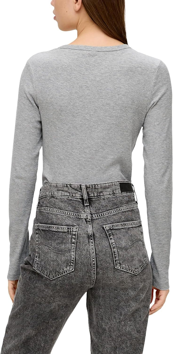 QS Geripptes Longsleeve XS 5832_tiefblau, XS 5832_tiefblau