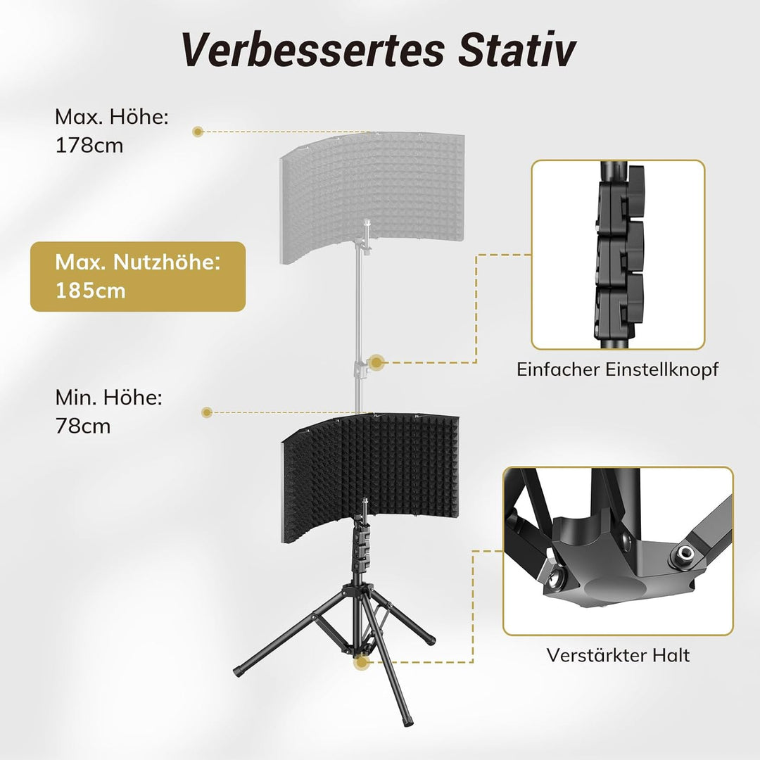 TONOR Isolationsschild-Paket für Mikrofon, hochdichter, Saugfähiger Schaumstoffschutz mit Pop-Filter