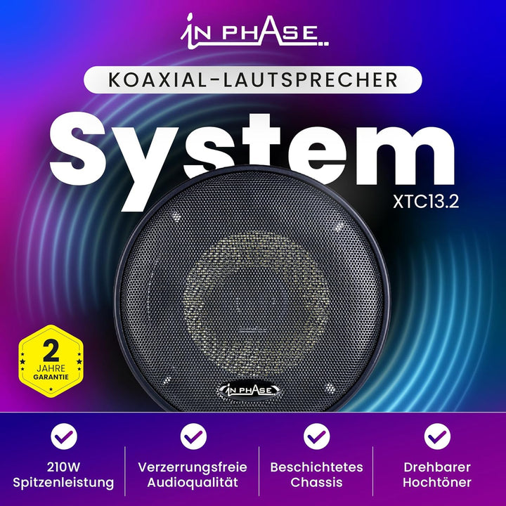 In Phase XTC13, 2 Koaxial Lautsprecher System 210 W Spitzenleistung Richtungsbezogene Hochtöner XTC1