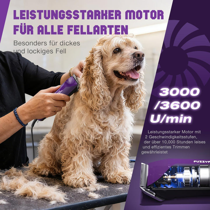 Hundeschermaschine Profi mit Kabel und Metall-Aufsteckkämme,3m Kabel,Läuft kühl und leise, mit rutsc