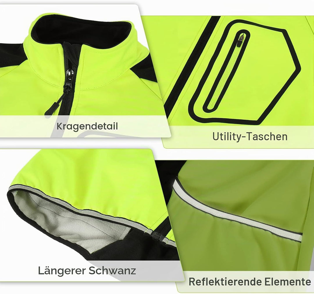 BERGRISAR Herren Fahrradjacke für Winter, Softshell Thermo Winddichte Wasserdicht Atmungsaktiv Radsp