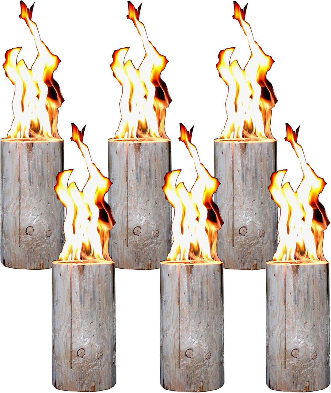 Hoyo Technology GmbH Schwedenfeuer 6 Stück Baumfackel Finnenfackel Gartenfackel Fackel H 35 cm D 14-