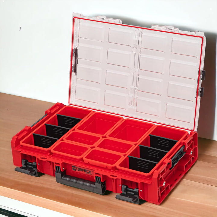 QBRICK SYSTEM Werkzeugkoffer Werkzeugkasten Leer Werkzeugkiste ONE Organizer XL 2.0 RED Ultra HD Rot