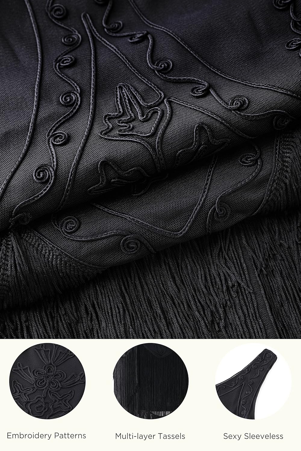 BABEYOND 1920s Kleid Damen Flapper Kleid ohne Ärmel V Ausschnitt Knielang Charleston Kleid Gatsby Mo