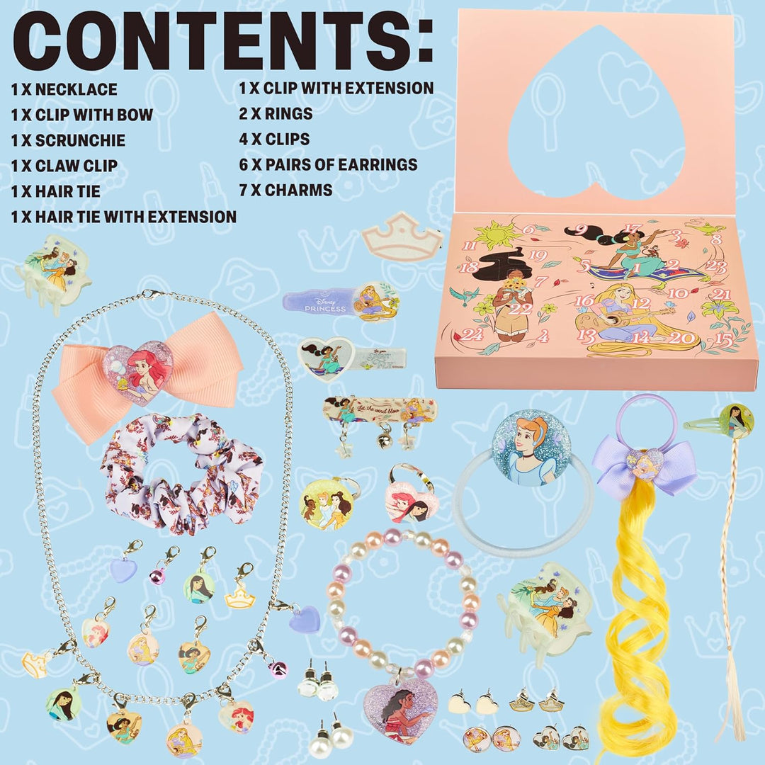 Get Trend Disney Prinzessinnen Adventskalender 2025 Mädchen, Haarschmuck & Schmuck, Weihnachts Count