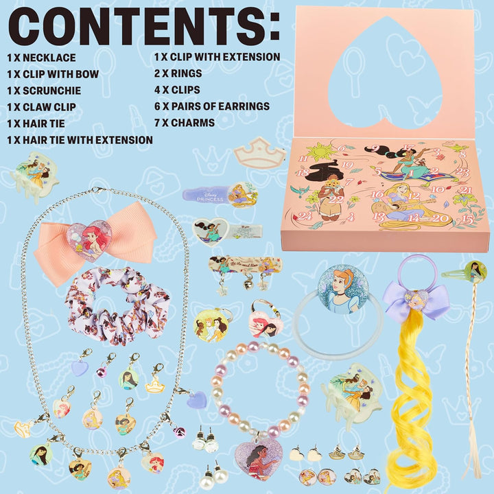Get Trend Disney Prinzessinnen Adventskalender 2025 Mädchen, Haarschmuck & Schmuck, Weihnachts Count