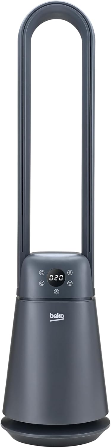 Beko EBA5000B Ventilator ohne Flügel, 37 W, 20 Geschwindigkeiten, LED-Display, Timer 8 h, Fernbedien