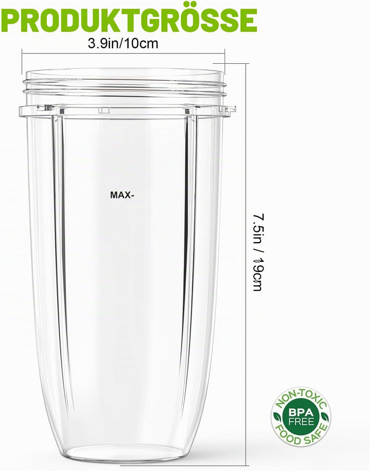2-Pack 32 oz Ersatzbecher für Nutribullet 600W & 900W, Kompatibel mit NutriBullet Extractor Klingen