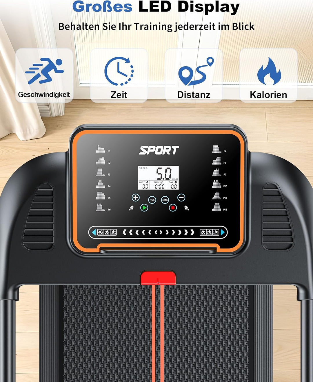 Laufband für Zuhause, Klappbar Laufbänder, Walking Pad Schreibtisch Treadmill for Home Office, Elekt