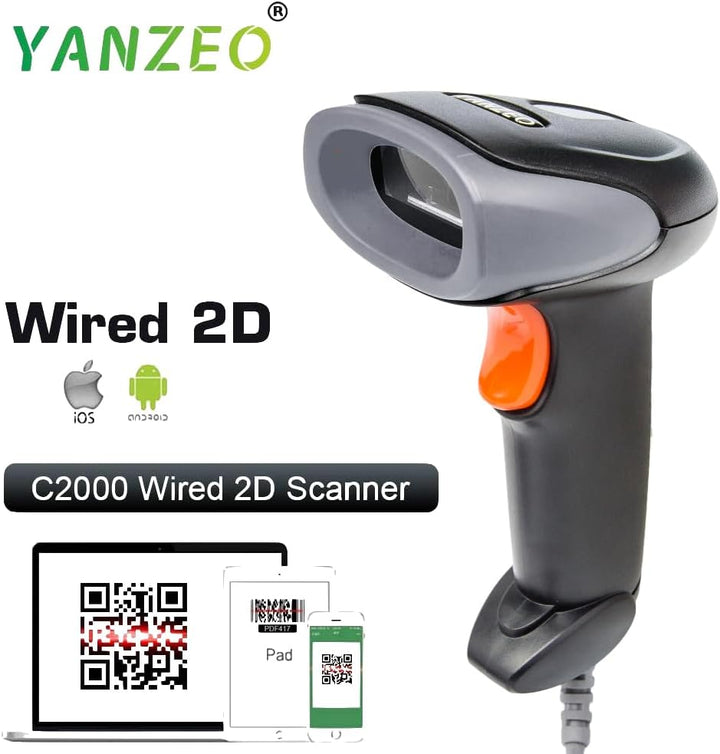Yanzeo 2D Barcode Scanner USB Kabel Handheld QR Code Lesegerät Kompatibel für Windows/Mac Square POS