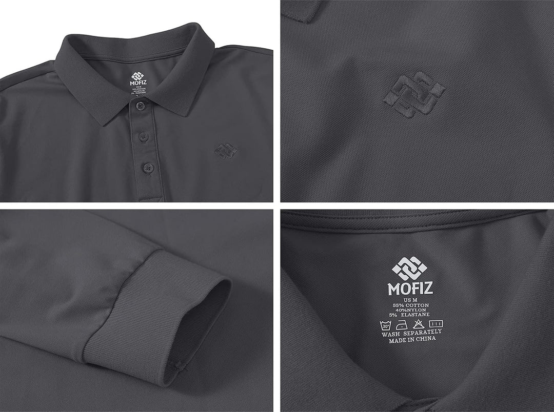 MoFiz Herren Poloshirt Langarm Baumwolle Polohemd Freizeit Polo Golf Wintershirts mit Kragen, Dunkel