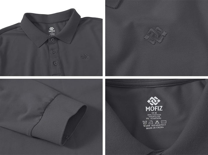 MoFiz Herren Poloshirt Langarm Baumwolle Polohemd Freizeit Polo Golf Wintershirts mit Kragen, Dunkel