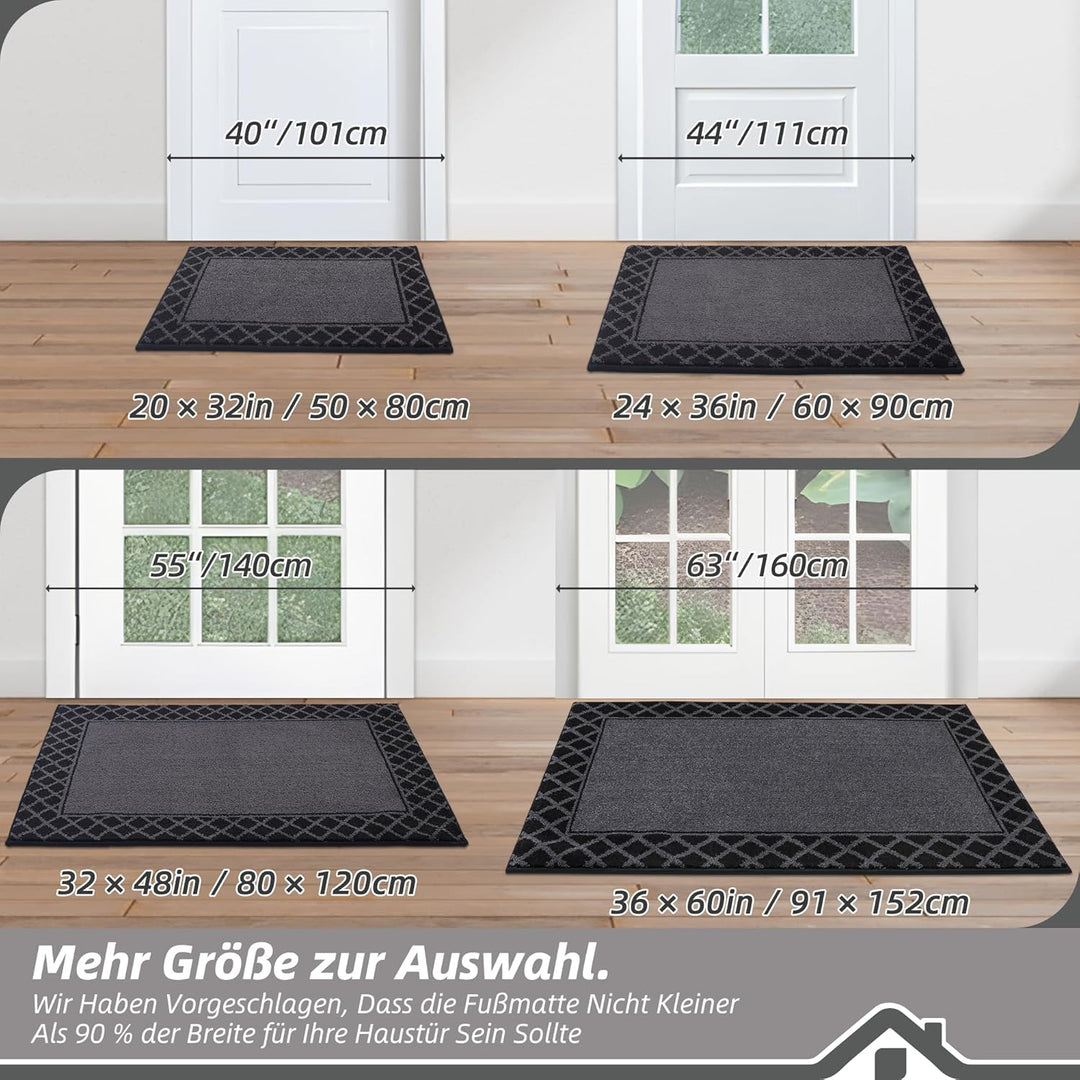 BEQHAUSE Fussabtreter Innen, 50 * 80 cm Fussmatte, Schmutzfangmatte Waschbar, TPR rutschfest Fussabt