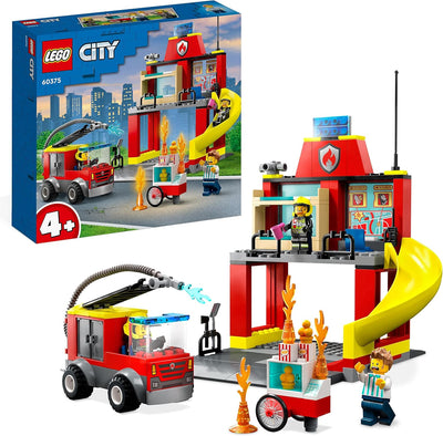 LEGO City Feuerwehr Feuerwehrstation und Löschauto, Lernspielzeug für Kinder ab 4 Jahren & City Feue