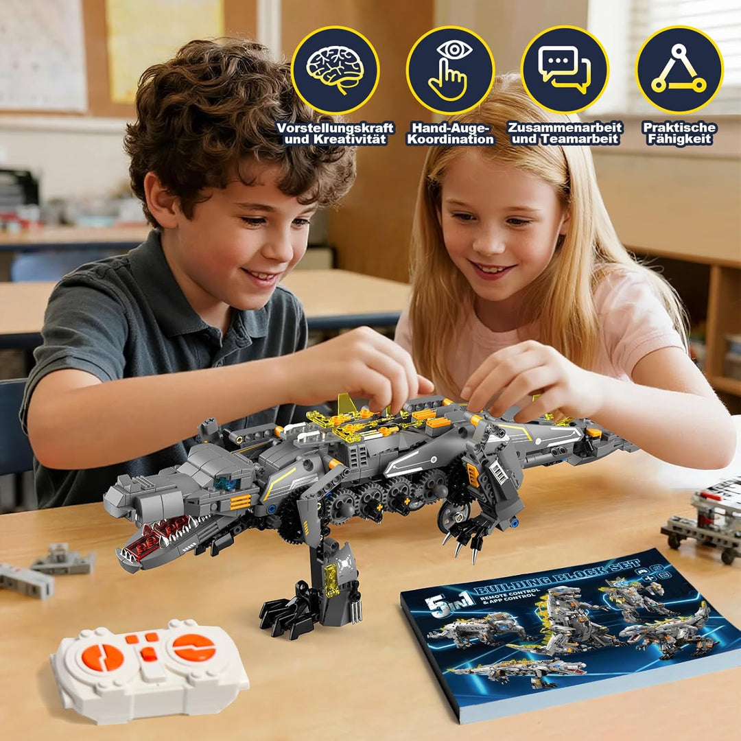Technic Roboter Bauspielzeug Bausatz, 935PCS 5-IN-1 RC Roboter und Monster, Ferngesteuert und App Ro