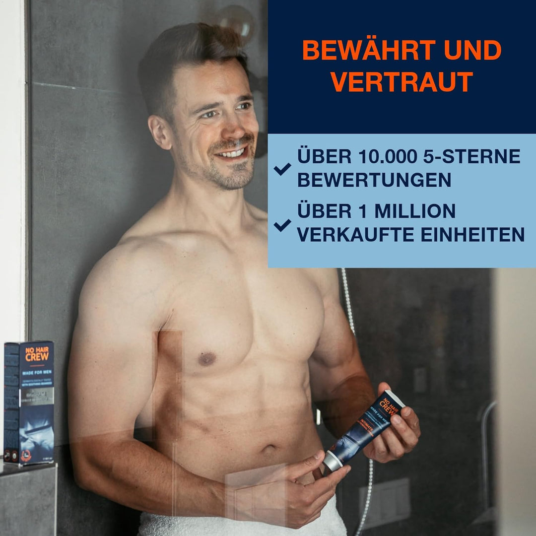 NO HAIR CREW - 2 x Enthaarungscreme für den Intimbereich – extra sanfte Haarentfernung für Männer (S