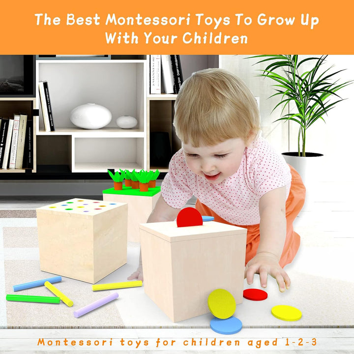 Adena Montessori Spielzeug ab 1 2 3 Jahr,Montessori Spielzeug Baby EnthäLt Karotten Ernte Spiele, Mo