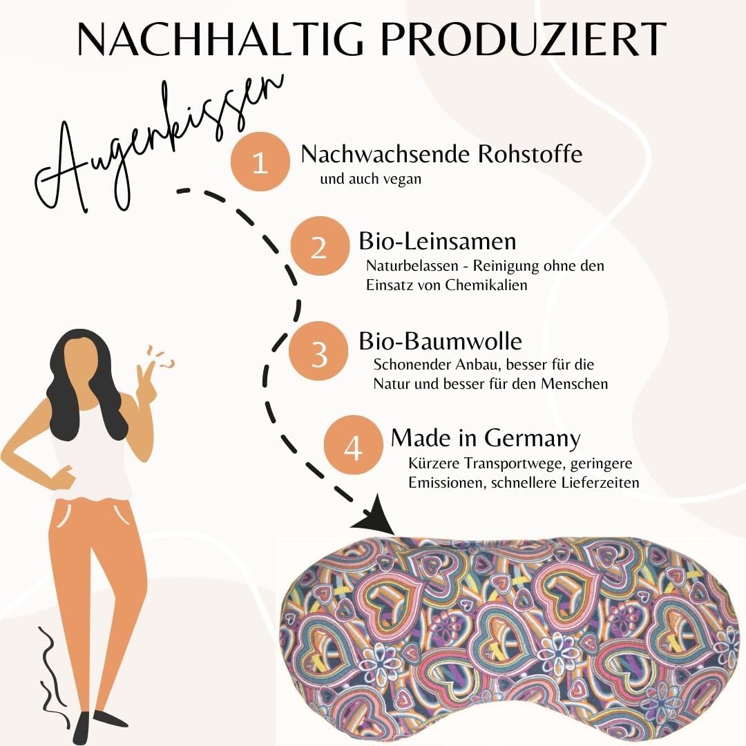 Bio-Bio Augenkissen Lavendel &amp; Leinsamen "Psychedelic Heart" zur Entspannung, zum Kühlen, erwärmen o