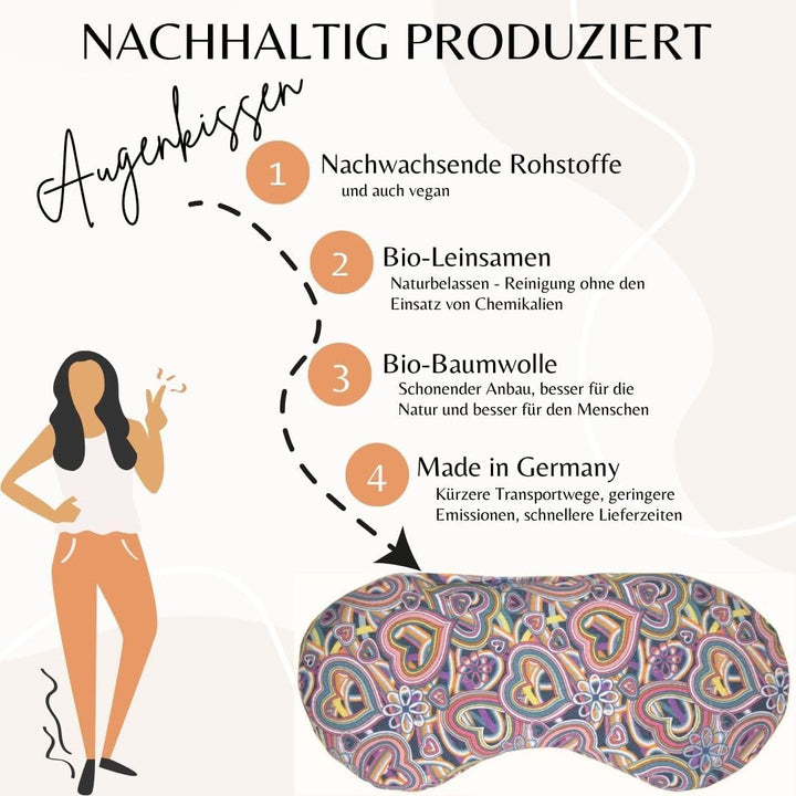 Bio-Bio Augenkissen Lavendel &amp; Leinsamen "Psychedelic Heart" zur Entspannung, zum Kühlen, erwärmen o