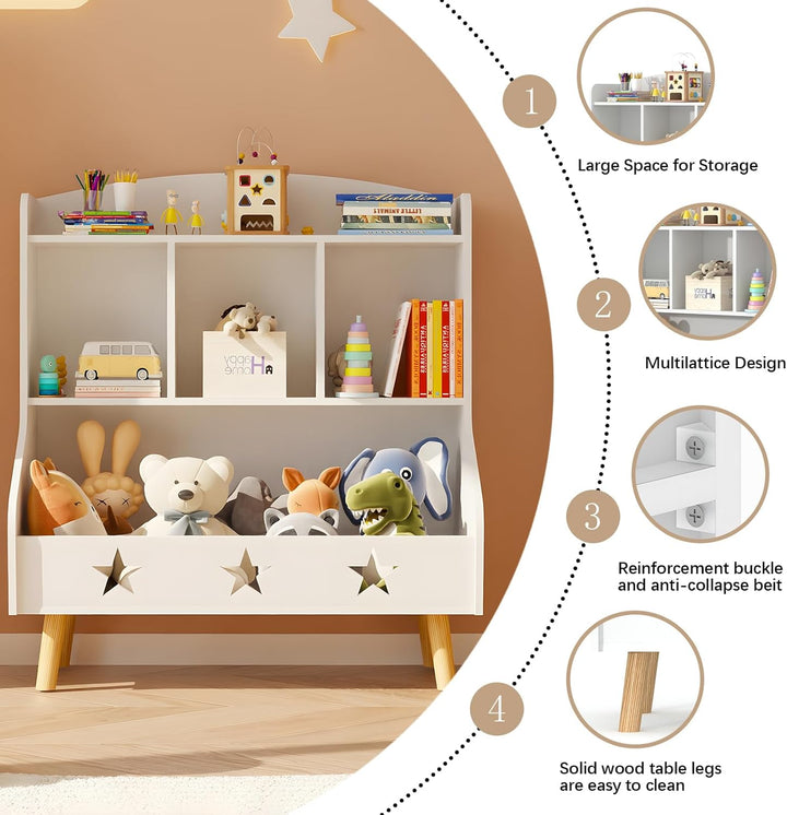 Garden 4 you Kinderregal, Bücherregal für Kinder, Kinderzimmerregal, Bücherregal Aufbewahrungsregal