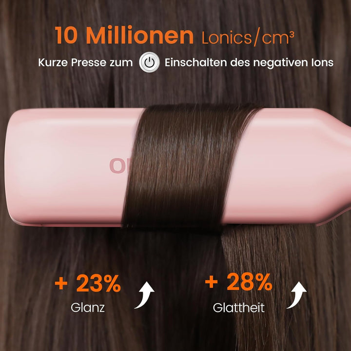 Faszin Professionelle Glätteisen, 42mm Breite Titanplatten mit Negativer Ionenfunktion, 30s Schnelle