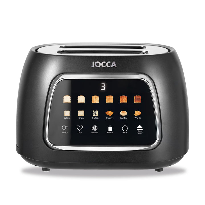 JOCCA Digitaler Easy-Touch-Toaster, 2 Schlitze, Touchscreen, 6 Bräunungsstufen und 6 Brotarten, brei