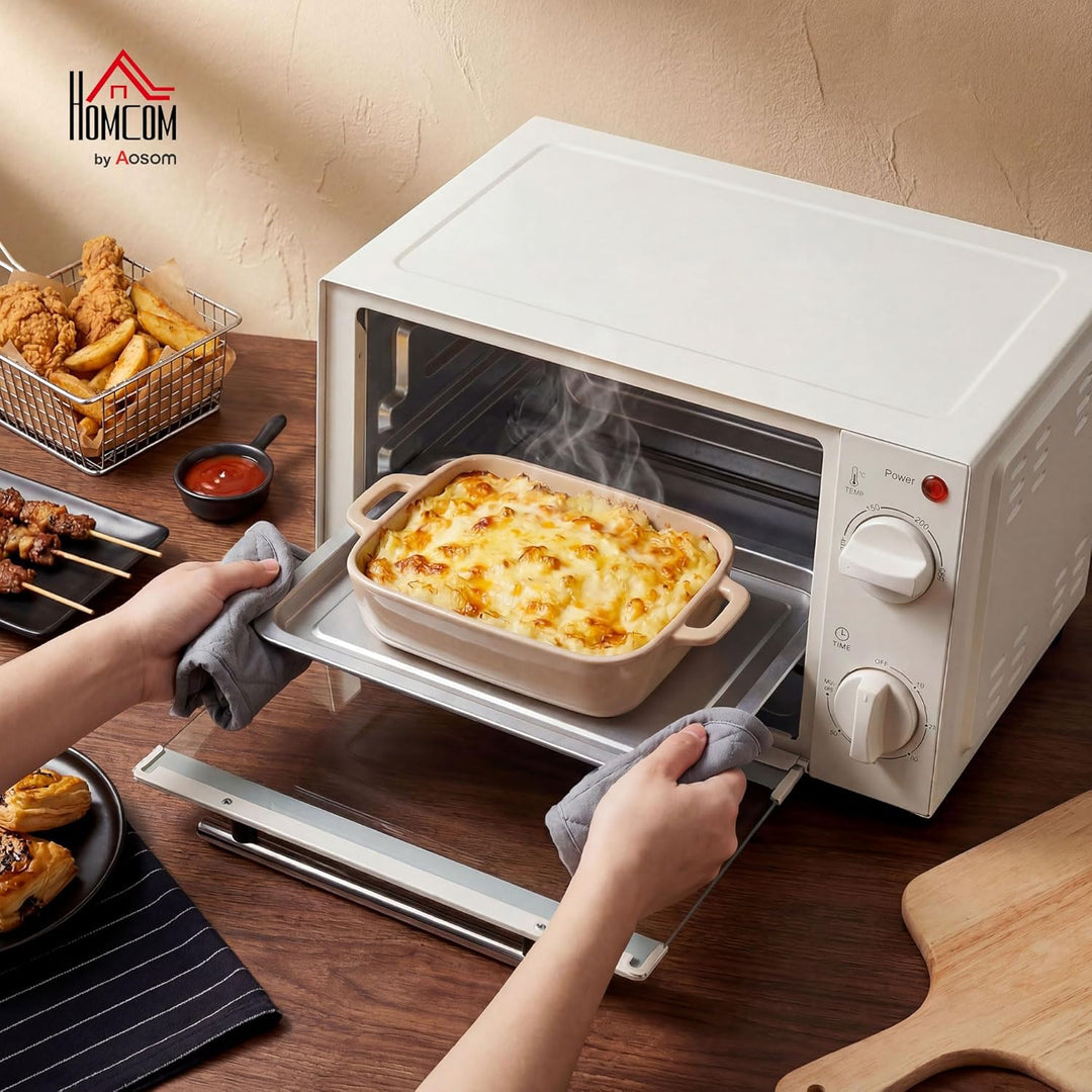 HOMCOM Mini Backofen 9 L 750W 100-230℃ 60 Min. Timer inkl. Backblech, Grillrost, Glas Fenster, Platz