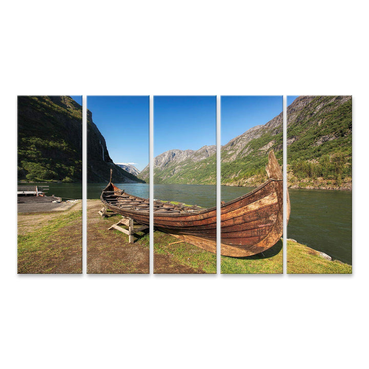 islandburner Bild auf Leinwand Altes Wikingerboot Gudvangen Dorf Flam Norwegen Bilder Wandbilder Pos