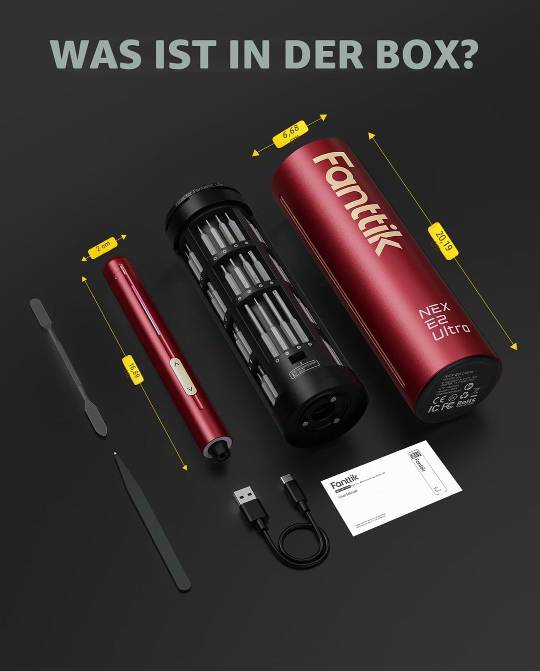 Fanttik E2 Ultra 3.7V Mini Elektro Schraubendreher Set, 50 in 1 Magnetische Präzisions-Schraubendreh