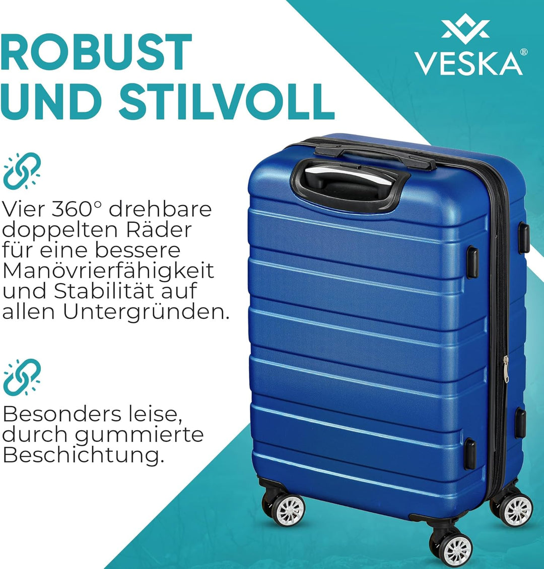 VESKA 3tlg. Hartschalenkofferset Hard Shell Reisekoffer Kofferset Trolley Koffer Hartschalenkoffer R