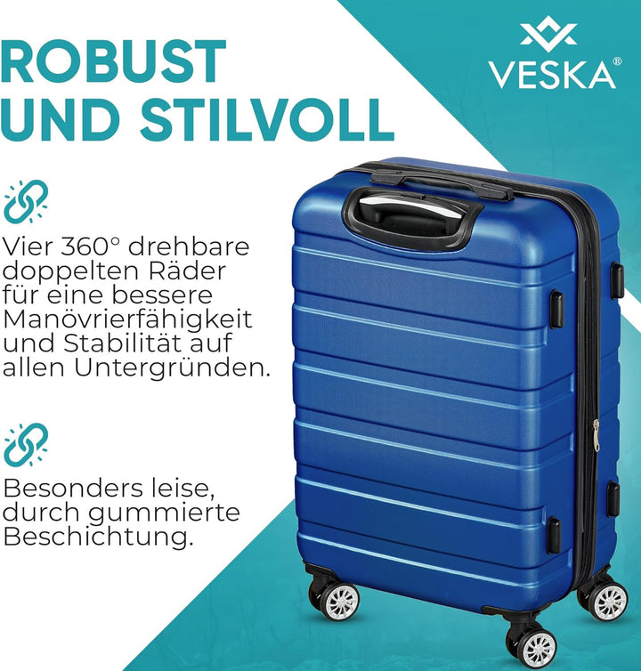 VESKA 3tlg. Hartschalenkofferset Hard Shell Reisekoffer Kofferset Trolley Koffer Hartschalenkoffer R