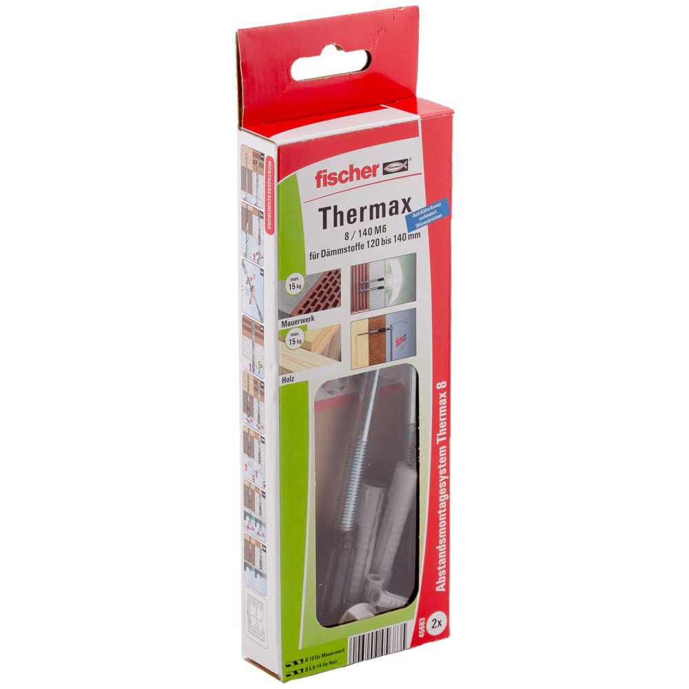 fischer Abstandsmontagesystem Thermax 8/140 M6 (2) für Dämmstoffe, Dämmstoffdübel zur Befestigung le