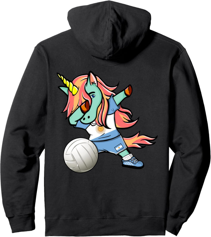 Dabbing Einhorn Argentinien Volleyball Argentinische Flagge Pullover Hoodie
