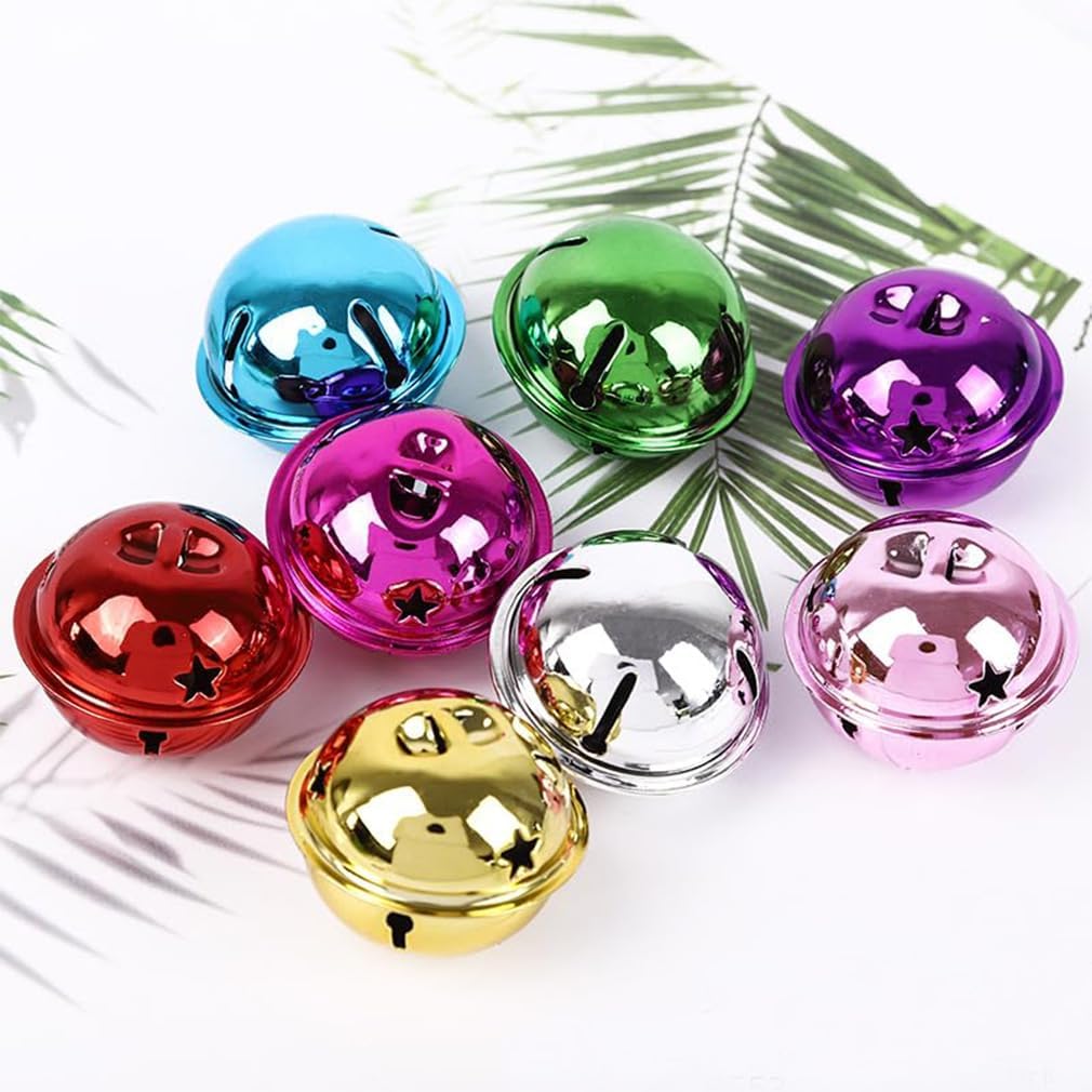 50 Stück 40MM Gross Metallglöckchen Schellen Glocken Bunt Glöckchen Glocke Mehrfarbig Anänger Glocke