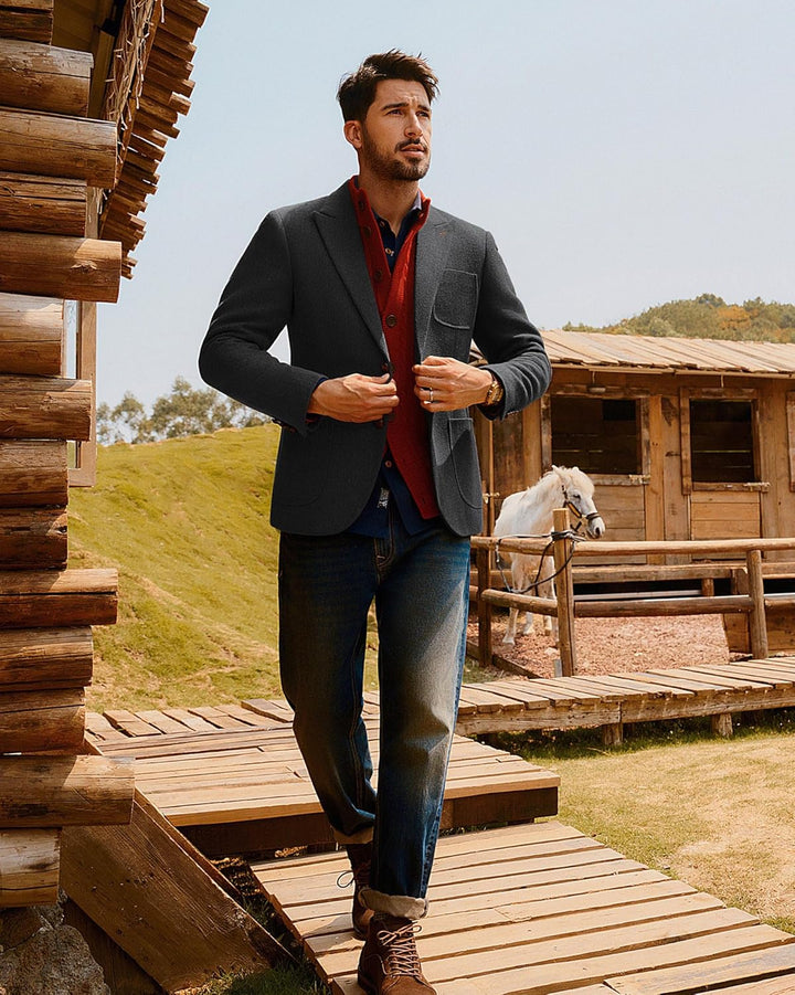 PJ PAUL JONES Sakko Herren 2 Knöpfe Tweed Wolle British Blazer Regular Fit Business Anzugjacke Männe