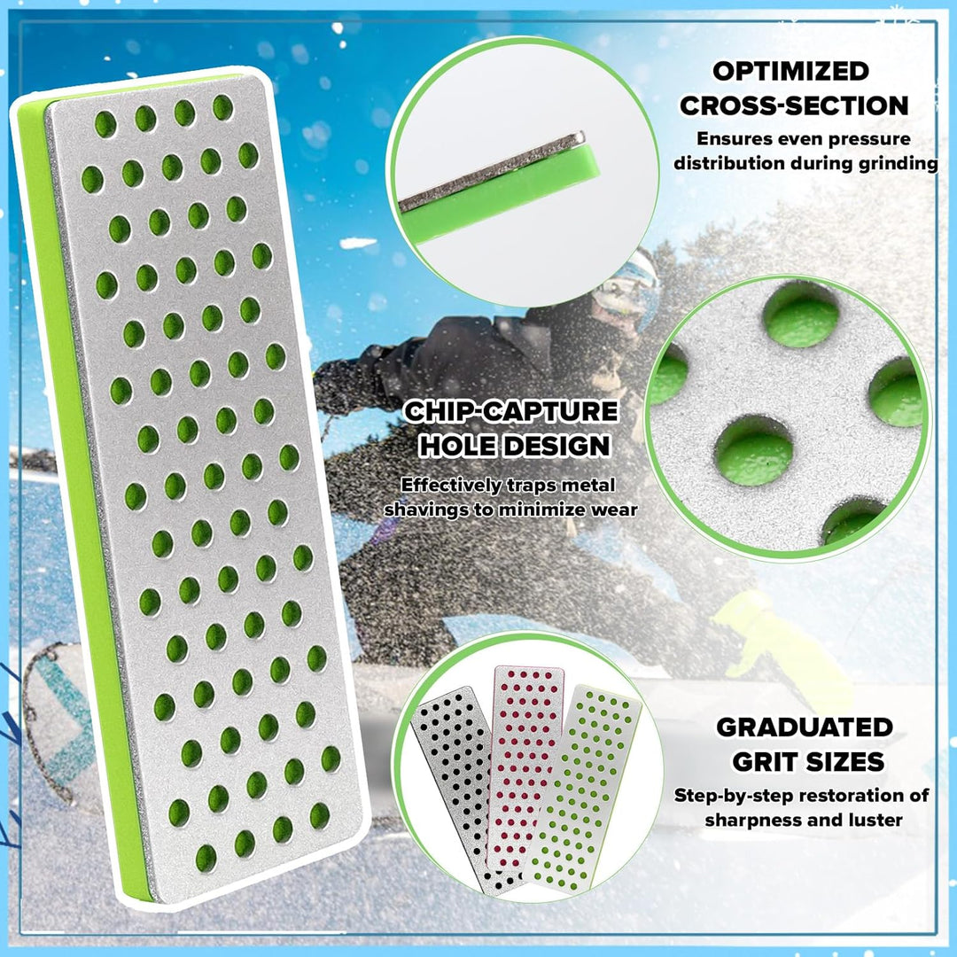 Diamant-Schleifstein-Set 3 Teile (240#/500#/1000#) – Kompakt Tragbar für Skikanten, Messer & Holzwer