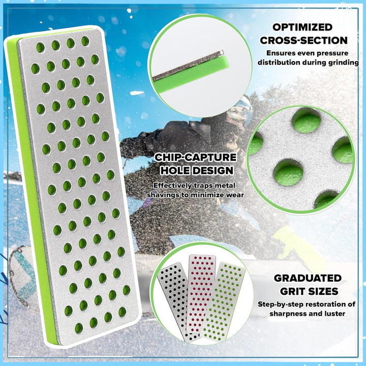 Diamant-Schleifstein-Set 3 Teile (240#/500#/1000#) – Kompakt Tragbar für Skikanten, Messer & Holzwer
