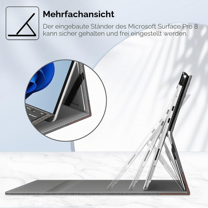 Fintie Hülle für Microsoft Surface Pro 8 13 Zoll (2021) - Multi-Sichtwinkel Hochwertigem Kunstleder