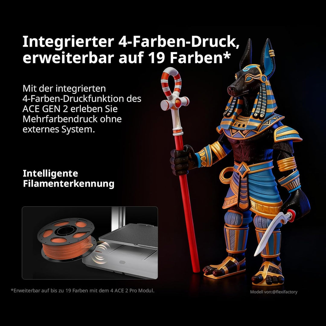 Anycubic Kobra X 3D Drucker Mehrfarbig, Weicher und Harter Multifilamentdruck, Verbesserte Auto Leve