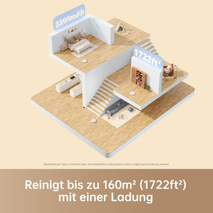 dreame F9 Pro Staubsaugerroboter und Wischmopp 2-in-1, LiDAR Navigation, 150 min Laufzeit, Staubsaug