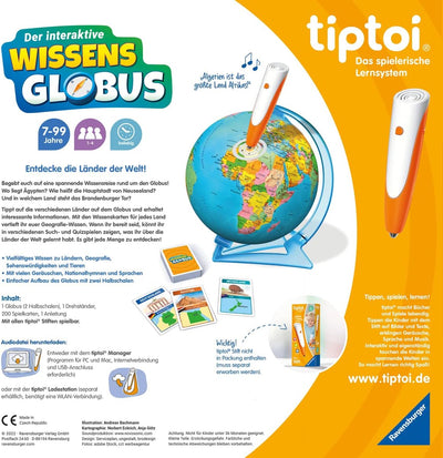 Ravensburger tiptoi® Spiel 00107 - Der interaktive Wissens-Globus - Lern-Globus für Kinder ab 7 Jahr