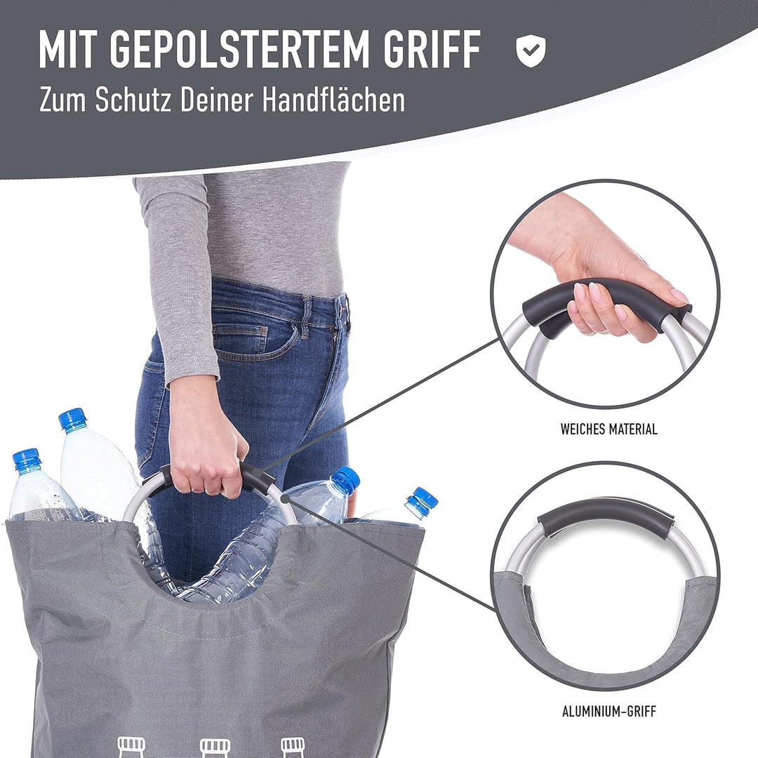 WELLENBORG® Faltbarer Pfandflaschen Sammelbehälter faltbar grau gross -Wasserdicht Flaschensammler g