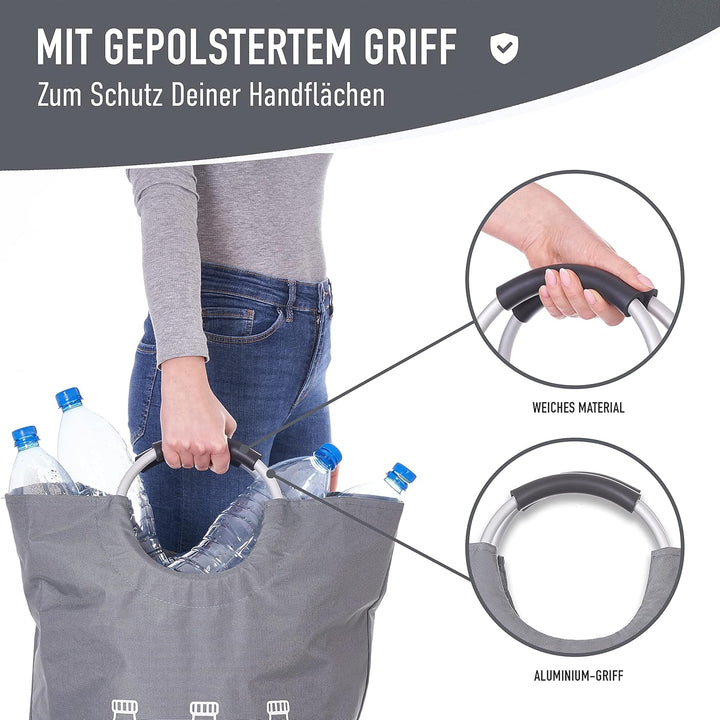 WELLENBORG® Faltbarer Pfandflaschen Sammelbehälter faltbar grau gross -Wasserdicht Flaschensammler g