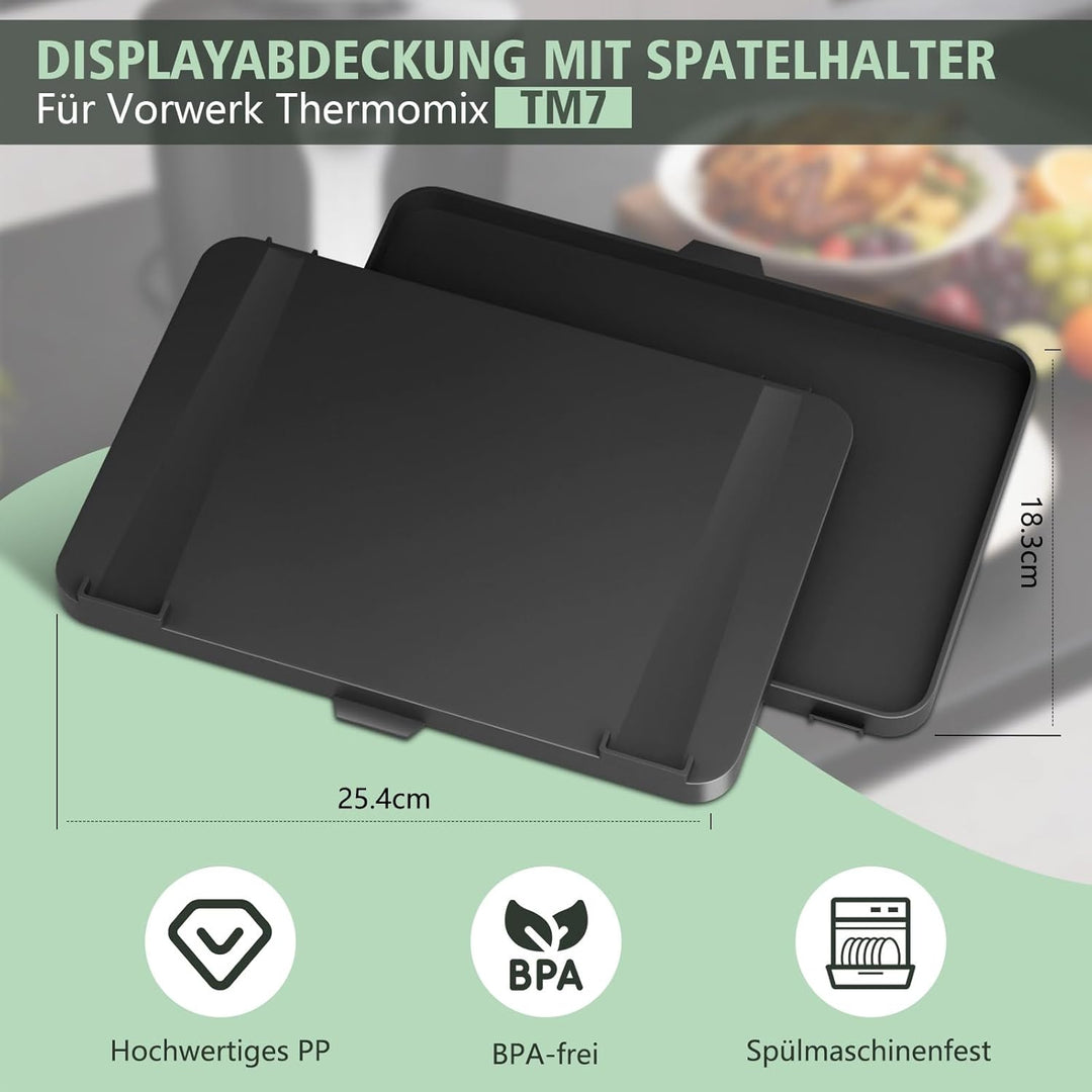 Displayschutz für Thermomix TM7 Displayabdeckung mit Spatelhalter (ohne Spatel), Hart Schutzhülle, k
