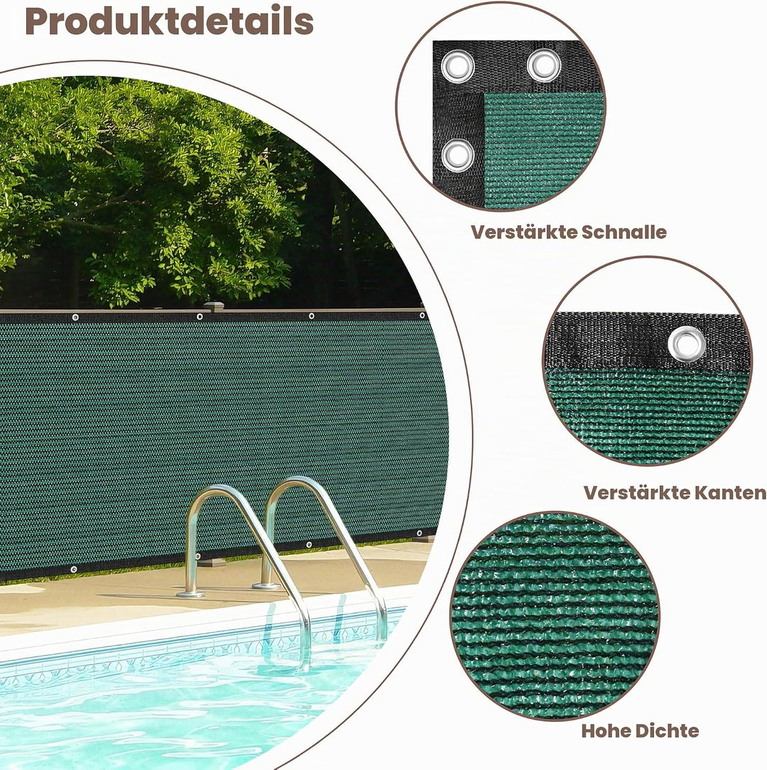 Zaunblende Sichtschutz Grün-Schwarz,1.2x6m, Sichtschutzzaun 90% HDPE-Schattennetz für den Aussenbere